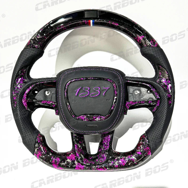 Upgrade Custom Carbon Fiber Steering Wheel for Dodge Challenger/Charger SRT HELLCAT 2012-2020 Car Purple Forged Carbon