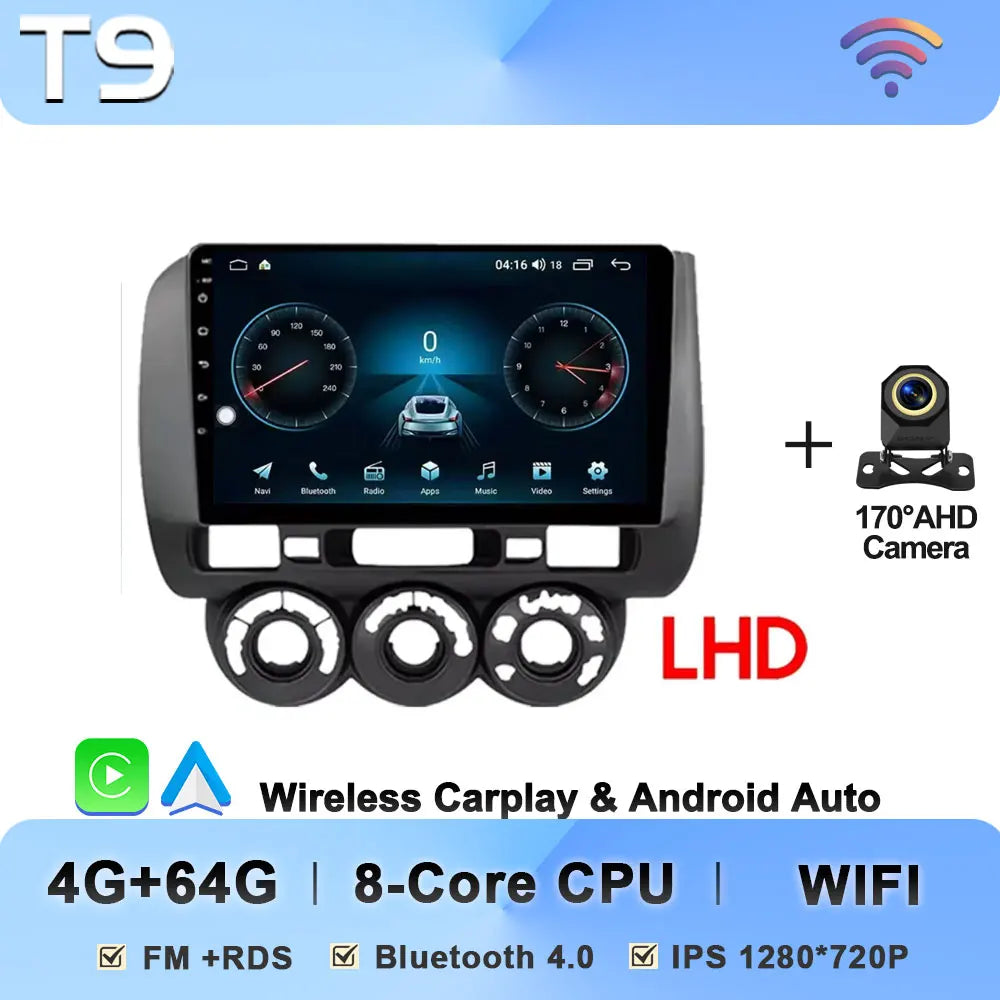 Android 14 Car Radio Multimedia Player For HONDA FIT JAZZ 2002 2003 - 2007 LHD RHD Carplay Autoradio GPS Navi 5G Wifi Bluetooth