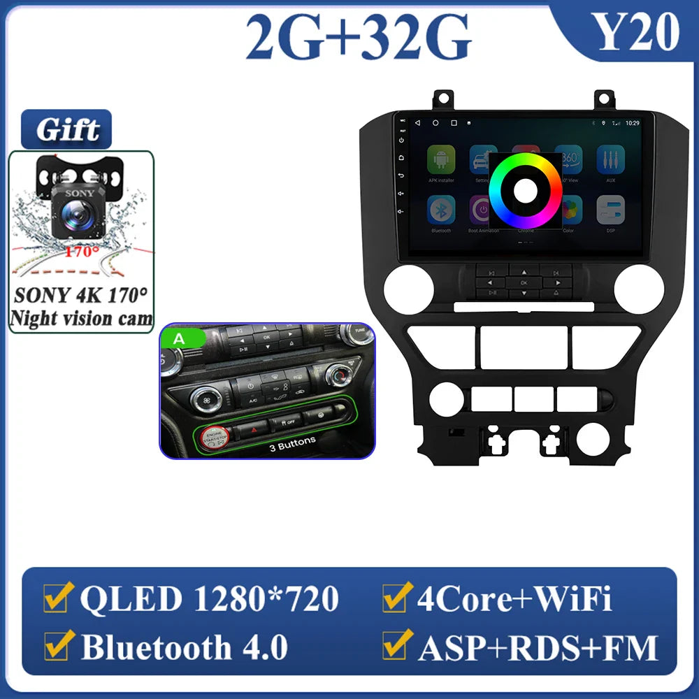 Android 14 Carplay FOR FORD Mustang S550 2014-2021 Multimedia Car Player Navigation Screen GPS Radio No 2 Din Stereo Head Unit