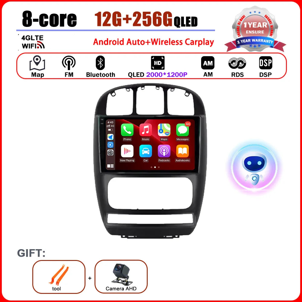 Car Radio Multimedia Player Android 14 System for Dodge Caravan 4 For Chrysler Grand Voyager RS 2000 - 2012 GPS Navi WiFi BT