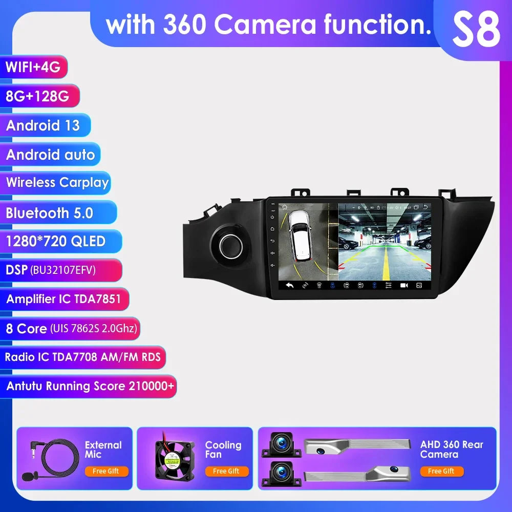 Hizpo 8 Cores Carplay Car Radio Android Auto Multimedia Player For KIA K2 RIO 4 2017-2019 2 Din GPS Navigation Stereo 8G 128G