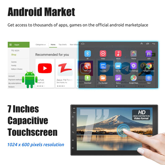 ESSGOO 10“ Android 13 Wireless Carplay Car Stereo Multimedia Player Radio 2 DIN GPS Navigation BT WIFI Universal For VW Nissan
