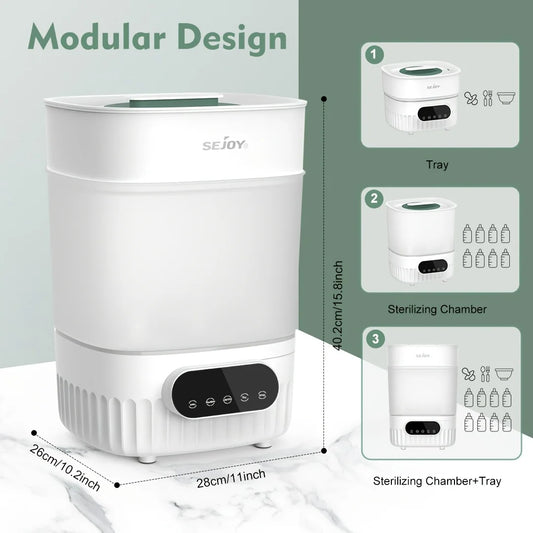 SEJOY Baby Milk Bottles Electric Steam Sterilizer Dryer 2 Layers Adjustable Drying Time Intelligent Control Bottle Sterilization