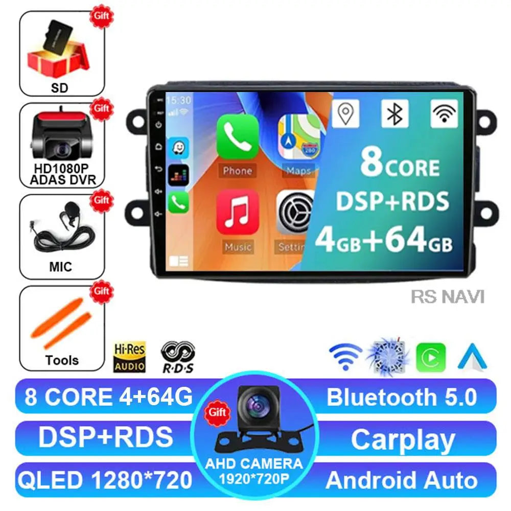 Android 14 For Renault Dacia LOGAN sandero Duster Lodgy Lada Xray Captur Dokker Car Radio Multimedia Navigation Video Player GPS