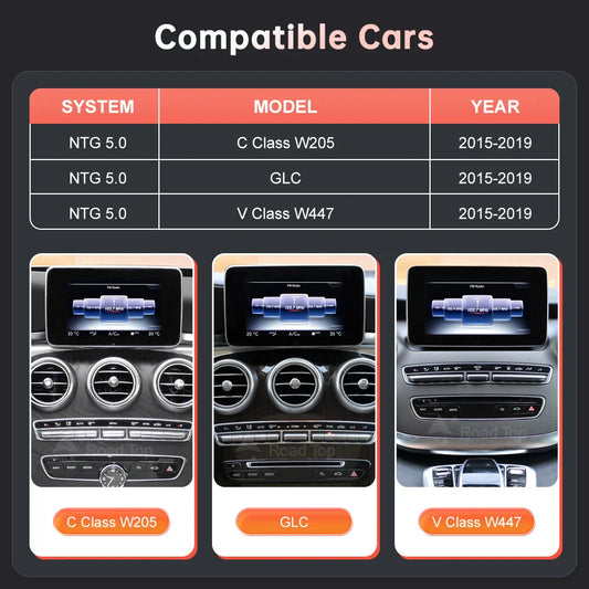 Wireless CarPlay Android Auto Multimedia Screen for Mercedes-Benz C Class W205 GLC V Class W447 A W176 CLA GLA 2015-2018 NTG5.0