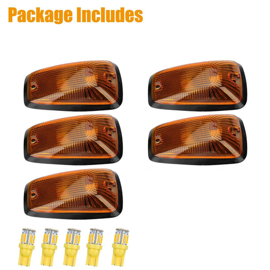 5PCS Car Marker Roof Lights Amber LED Cab For 1988-2002 Chevy/GMC C/K 1500 2500 3500 Pickup Trucks Lights Auto Exterior Parts