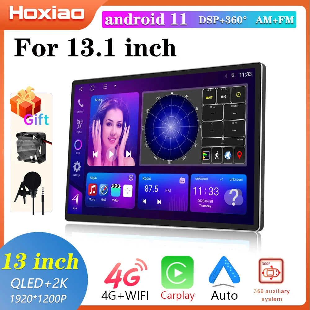 13.1" Car Radio GPS 2 din Android 11 Auto Carplay  For Nissan Hyundai KIA TOYOTA Honda Multimedia Player