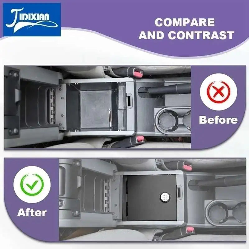 JIDIXIAN Car Armrest Safe Storage Box Cipher Lock for Jeep Wrangler JK 2007 2008 2009 2010 2011 2012 2013 2014 2015 2016 2017