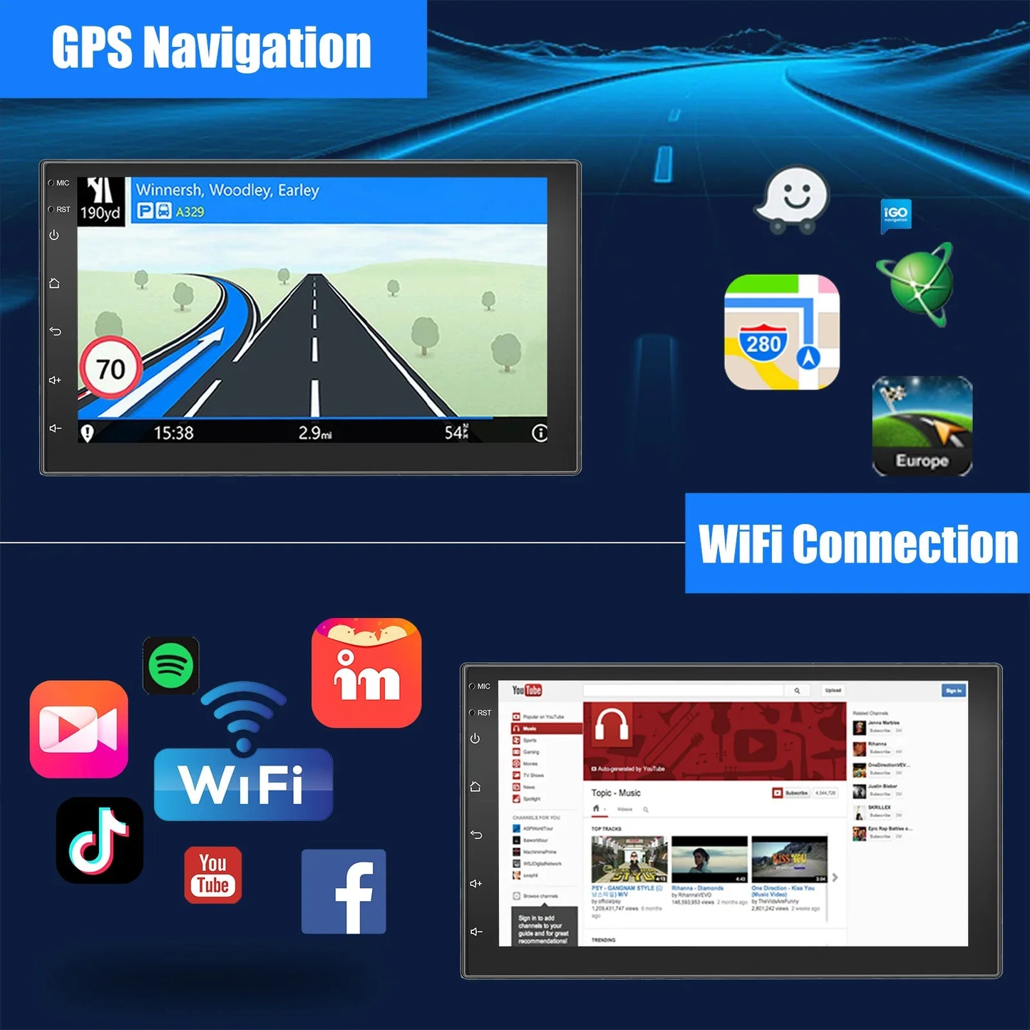 ESSGOO 10“ Android 13 Wireless Carplay Car Stereo Multimedia Player Radio 2 DIN GPS Navigation BT WIFI Universal For VW Nissan