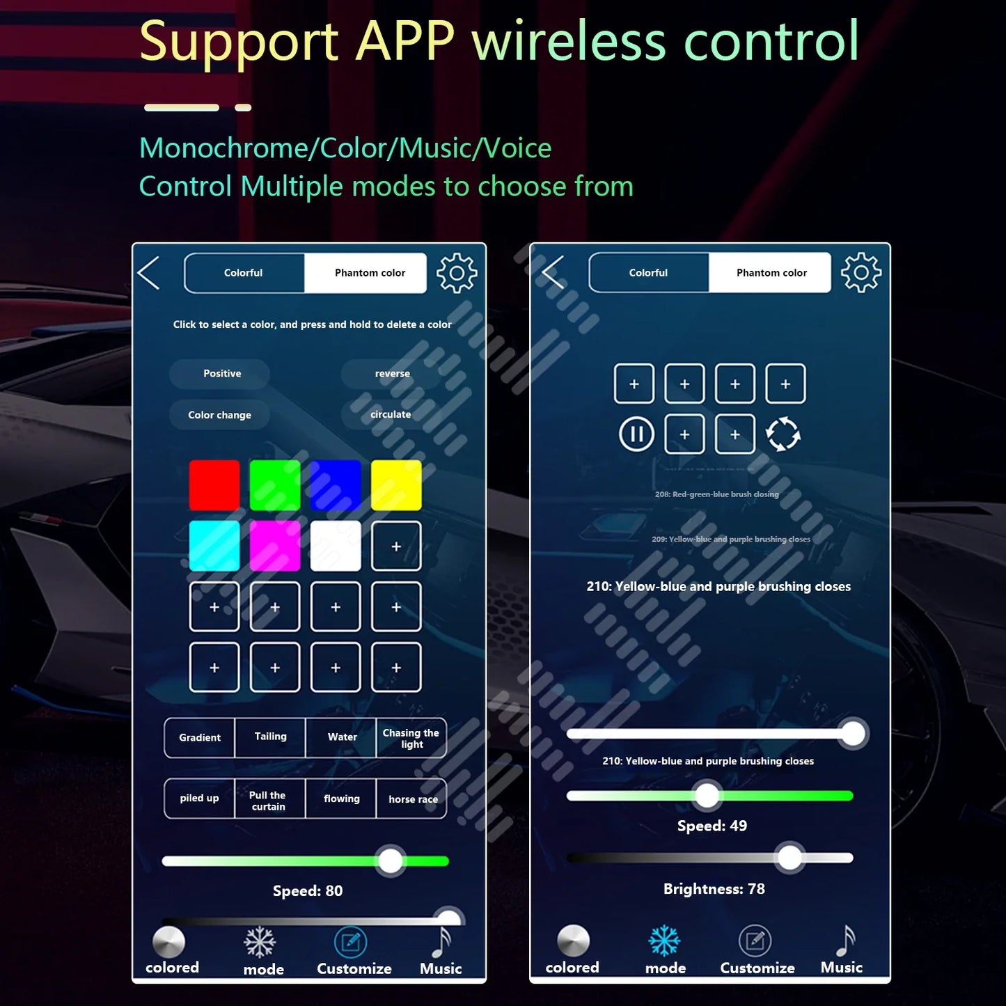 Upgraded Car Ambient Light LED Interior Lighting Kit RGB App Control Multi-Mode Decorative Car Light Ambient Lamp Footwell Light