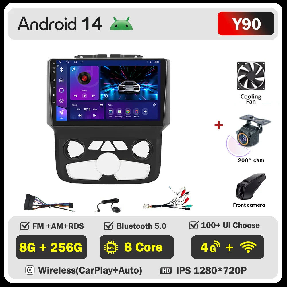 For Dodge Ram 1500 2500 3500 (2013-2019) Carplay Auto Screen Wireless Android Auto Car Intelligent Systems AutoMotive 8 Core DSP
