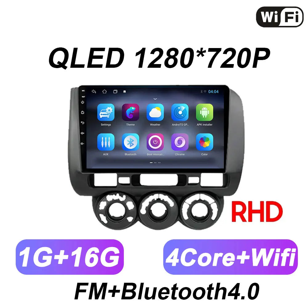 Android 14 Car Radio Multimedia Player For HONDA FIT JAZZ 2002 2003 - 2007 LHD RHD Carplay Autoradio GPS Navi 5G Wifi Bluetooth