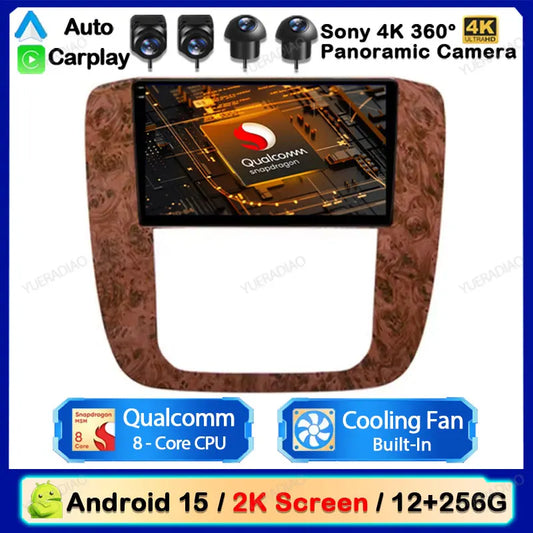 Android 15 Car Radio For GMC Yukon Chevrolet Tahoe Suburban 2008 - 2012 Carplay Auto Multimedia Stereo Video Player NAVI GPS 4G