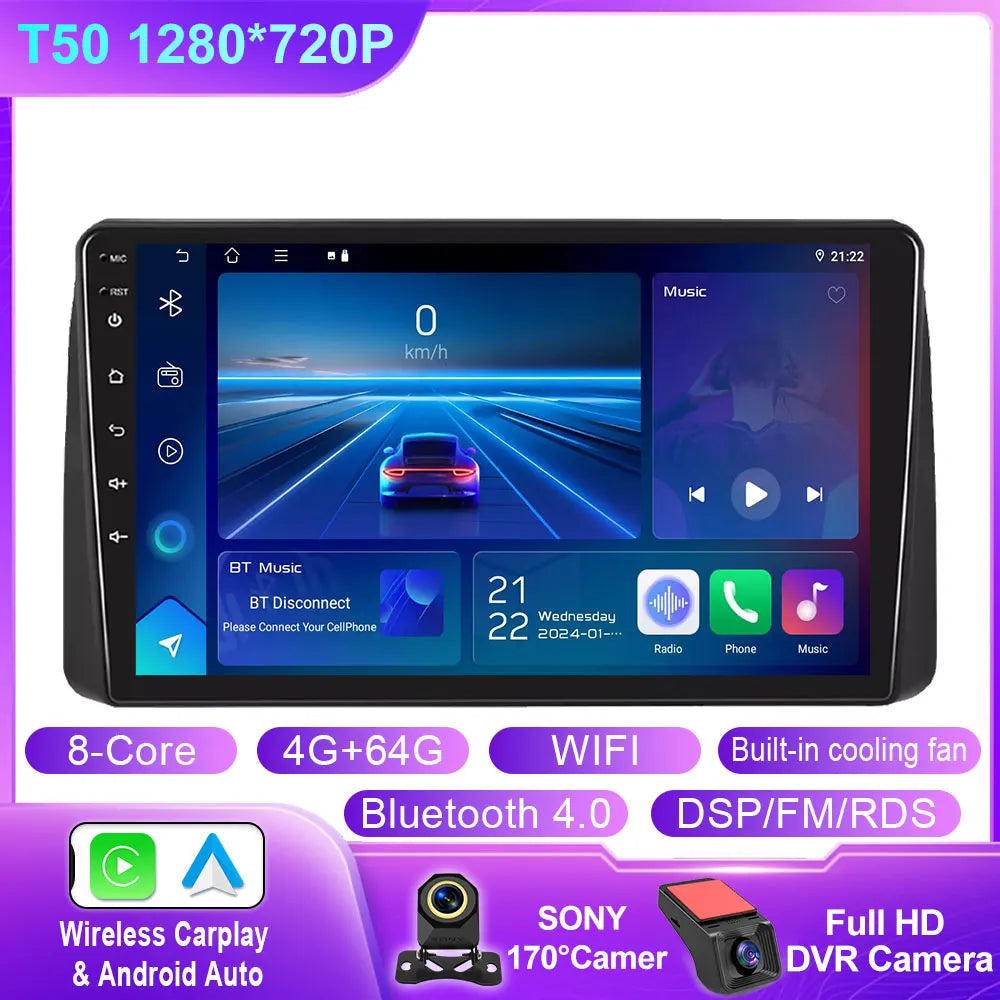For Dodge Grand Caravan 2011-2020 Carplay Android Auto Car Stereo Radio GPS Navigation Multimedia Video Player WiFi 4G No 2 Din