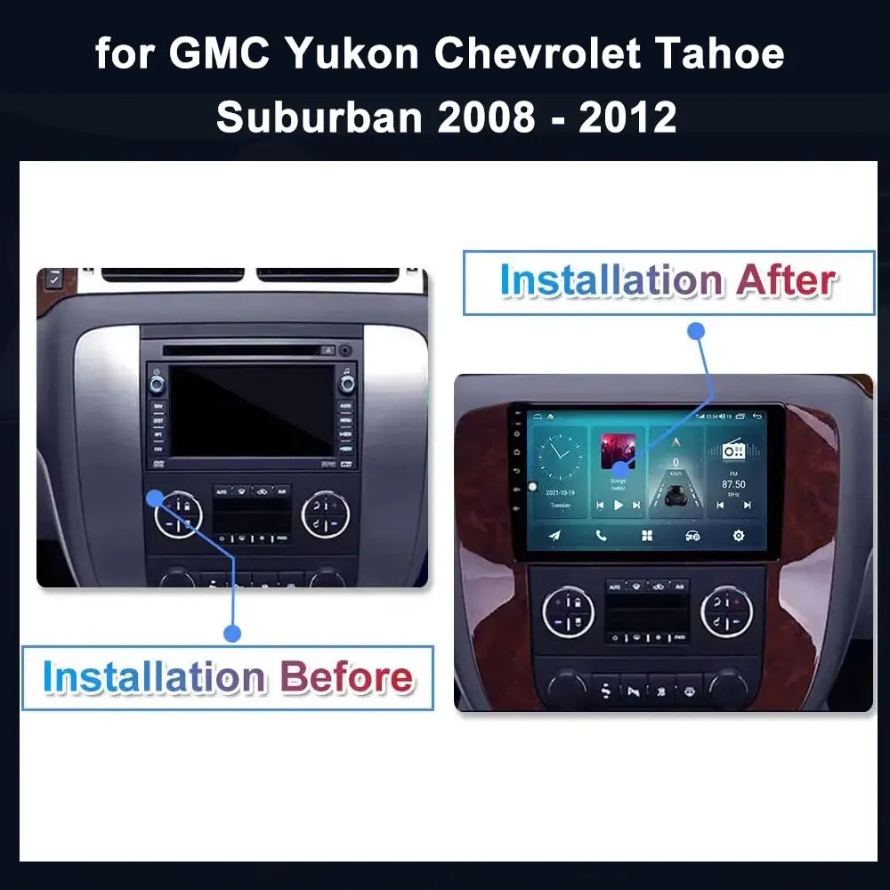 Android 14 for GMC Yukon Chevrolet Tahoe Suburban 2008-2012 Car Radio Multimedia Video Player Navigation Stereo GPS Navi 4G TOOL