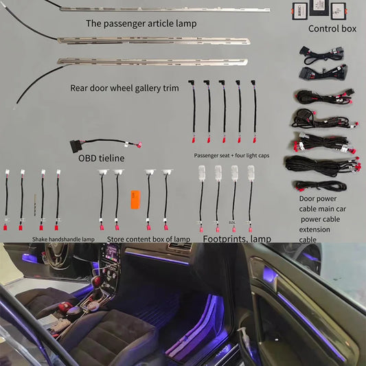 10/30 Color Set Ambient Light For Volkswagen Golf 7 GOLF 7.5 MK7 2015-2021 Decorative LED Atmosphere Lamp Door illuminated Strip