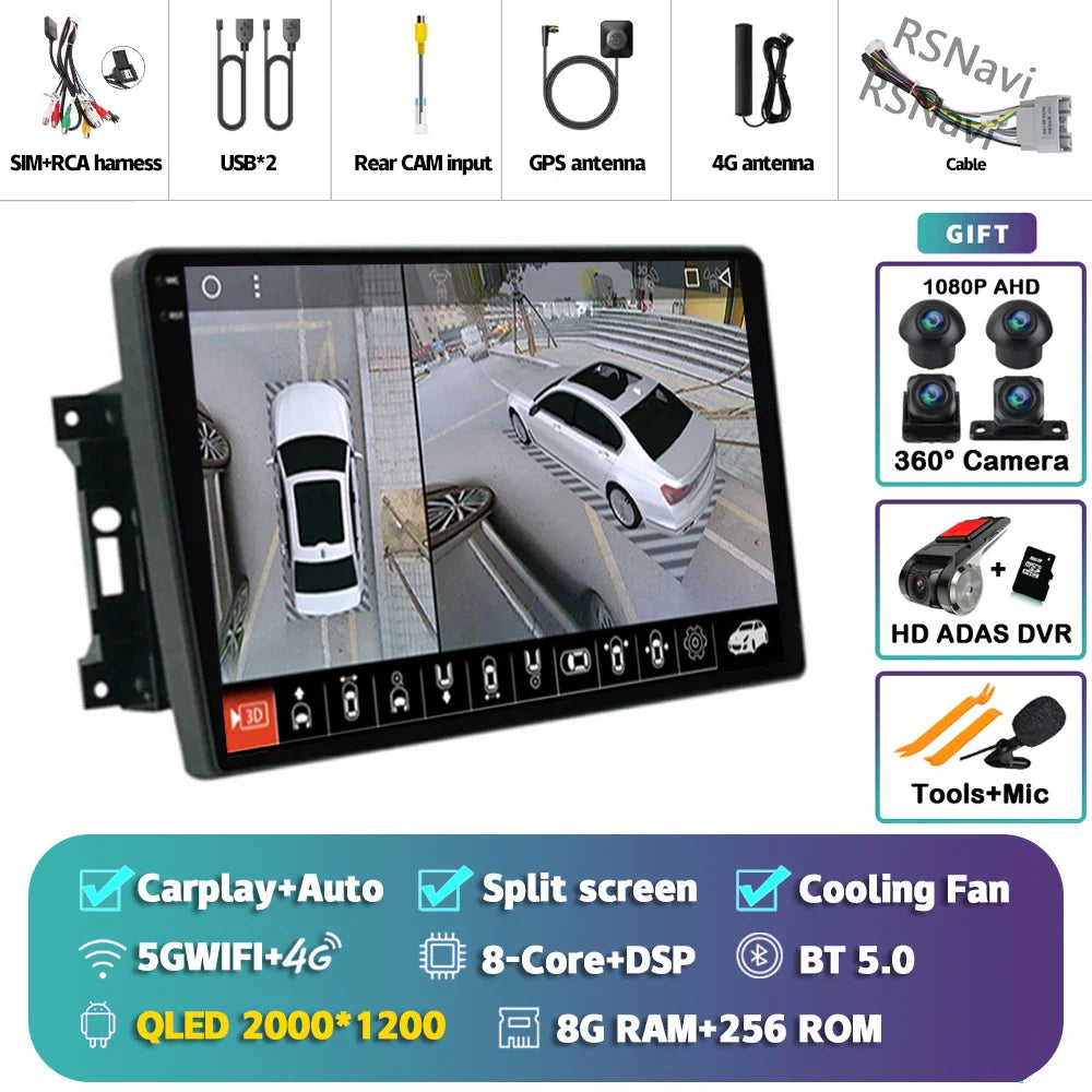 Android 14 Car Radio For Jeep Compass Grand Cherokee Wrangler Chrysler Sebring Town Country Dodge Charger Multimedia Stereo 2din