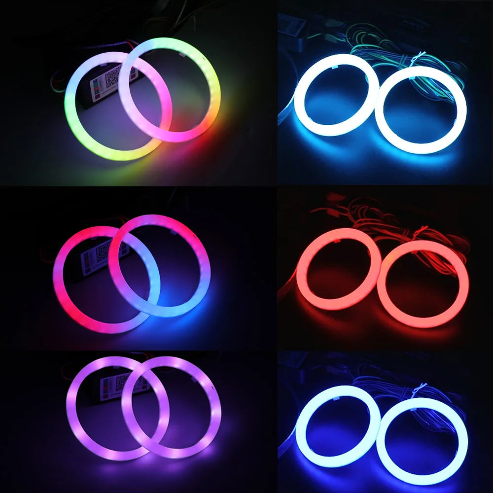 Cotton Light RGB Car LED Angel Eyes Halo Rings APP Control 12-24V Led Headlight Daytime Running Light for Motorcycle Offroad 4X4
