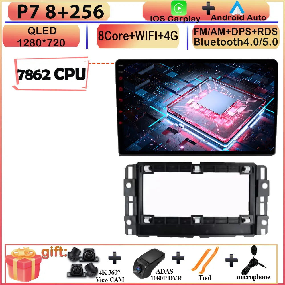 CARPLAY Android Screen For Chevrolet Avalanche Impala Tahoe Traverse 2007-2016 Car Automotive Multimedia Navigation DVD 7862 CPU