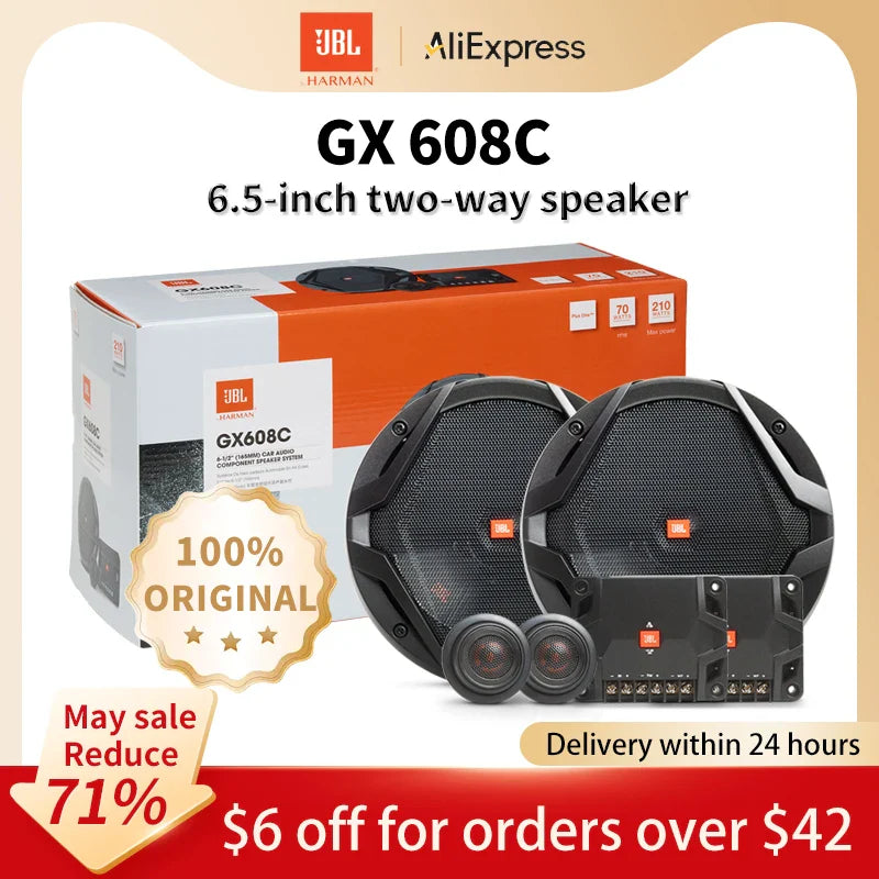 JBL car audio speaker two-way treble midrange bass subwoofer 210W real power not false standard stereo surround sound