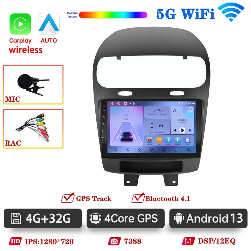 Android 14 Car Radio For Dodge Journey For Fiat Freemont 2012-2020 CarPlay Auto WiFi 5 4G Car Multimedia GPS DVR autorad