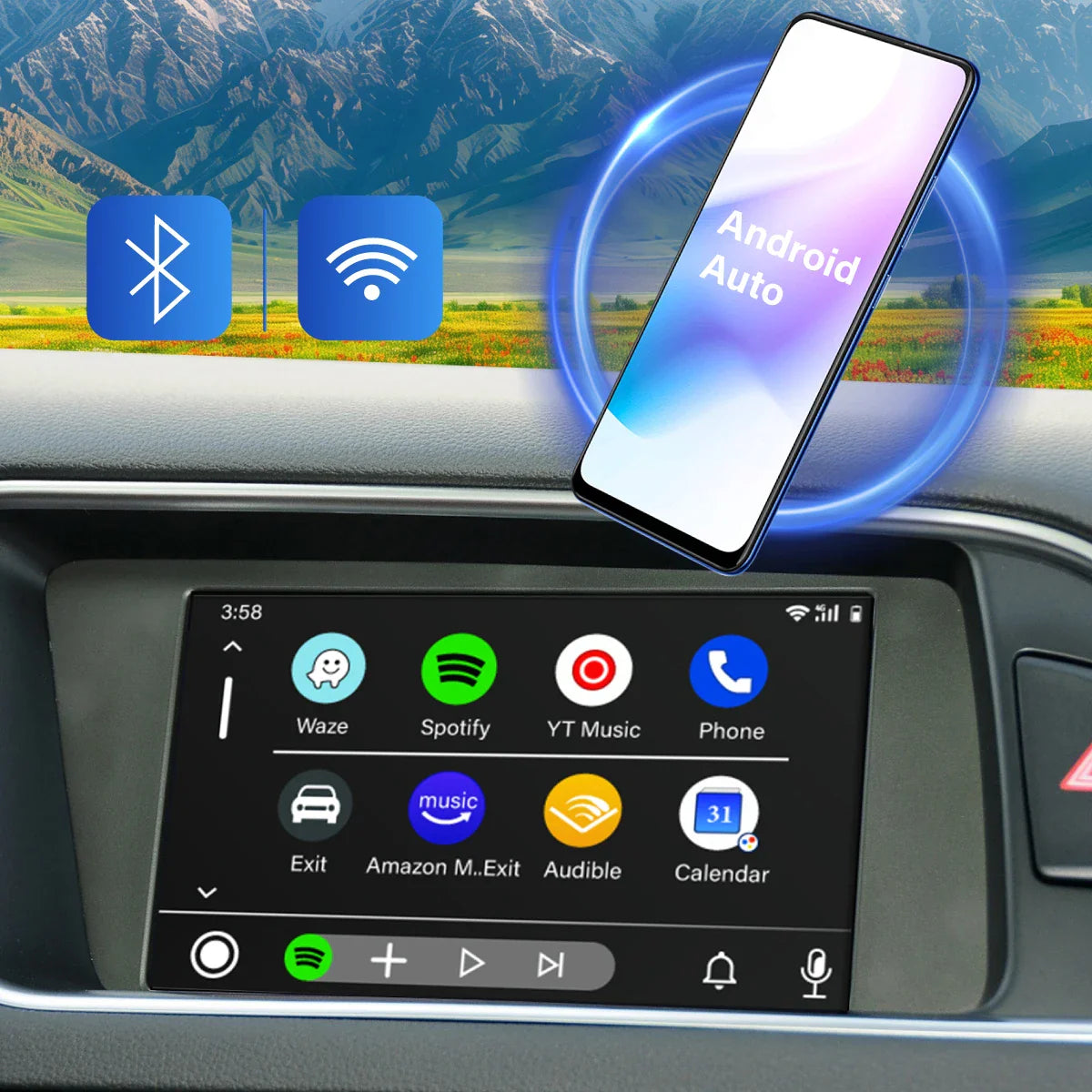 Wireless Carplay for Audi A4 B8 A5 Q5 2009-2015, Support Apple Carplay Android Auto AirPlay Mirroring Rear Camera USB Player