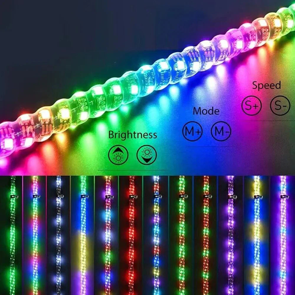 2pcs RGB Led Whip Lights Flag Antenna Lamp Remote Control Atmosphere Lamps Warning Lights for Jeep RZR ATV UTV SUV Car Truck