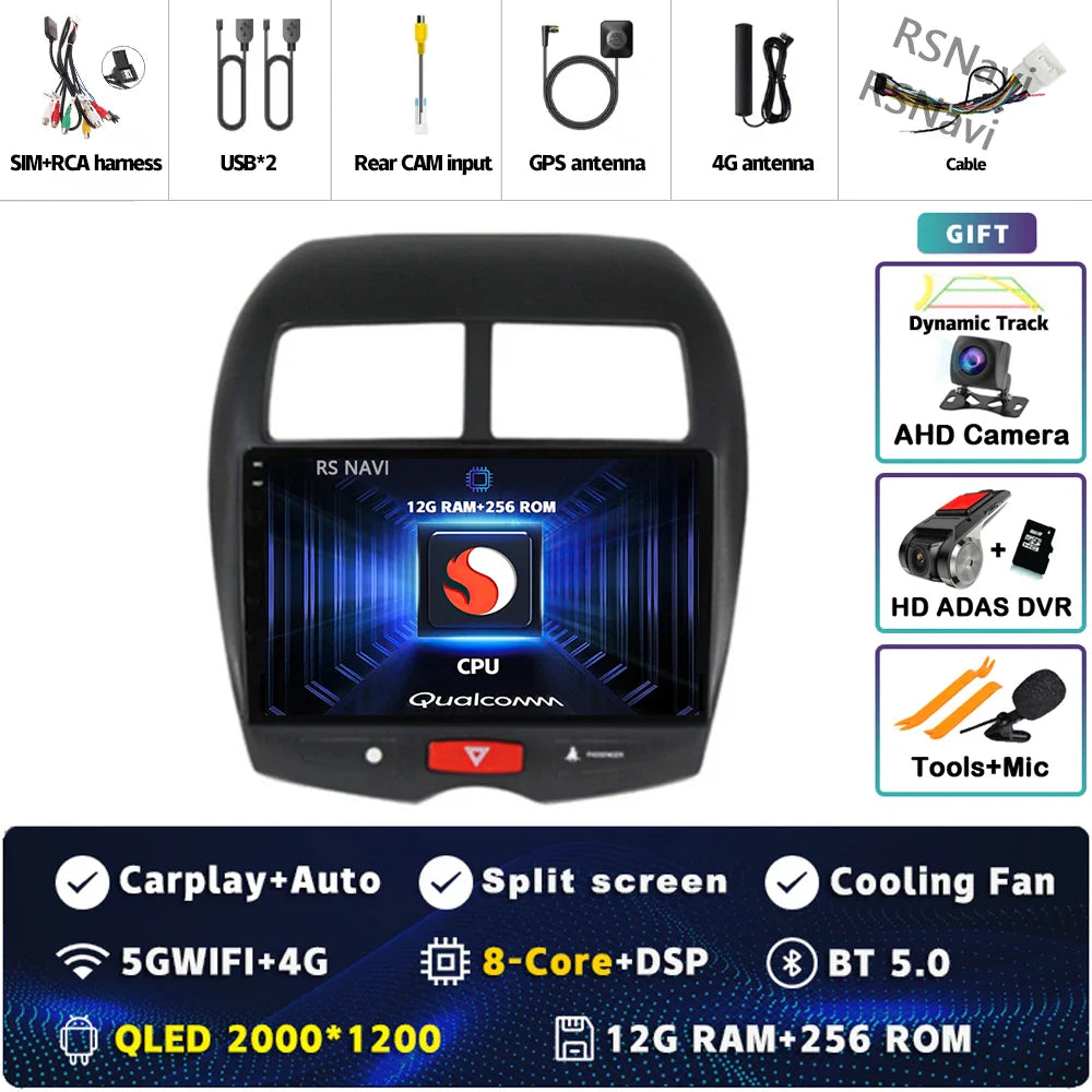 Android 14 For Mitsubishi ASX 1 2010 - 2016 2K QLED Android Car Radio Multimedia Video Player GPS Stereo CarPlay 4G Head Unit
