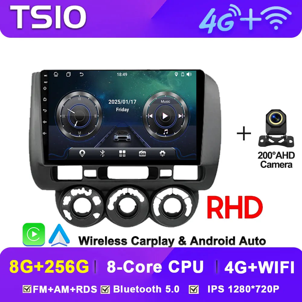 Android 14 Car Radio Multimedia Player For HONDA FIT JAZZ 2002 2003 - 2007 LHD RHD Carplay Autoradio GPS Navi 5G Wifi Bluetooth