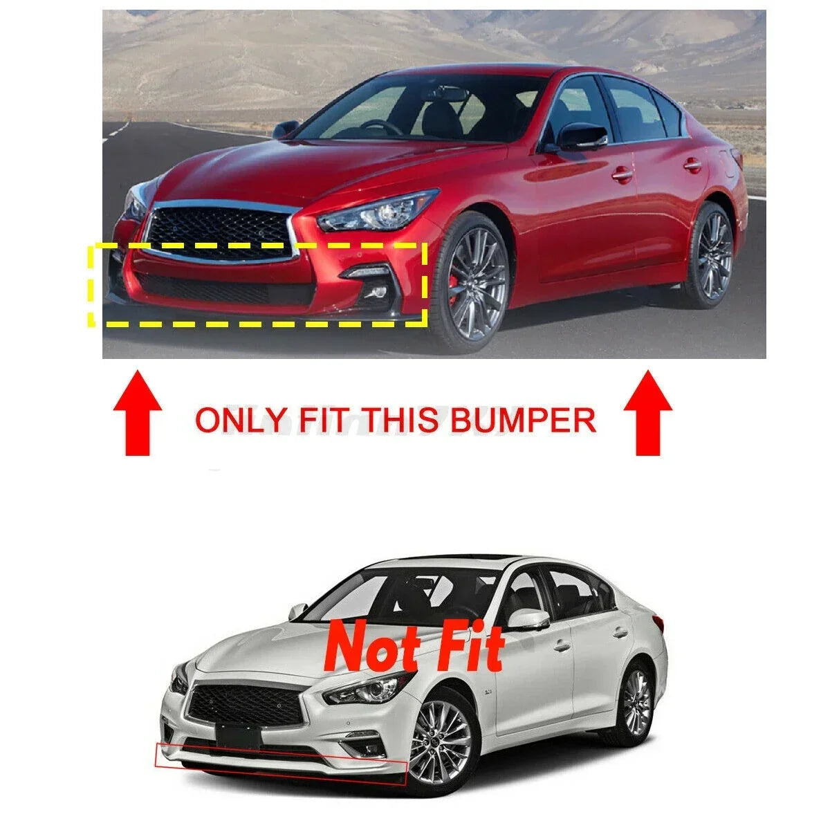 Front Bumper Spoiler for Infiniti Q50 2014-2021 Sport Version (Not for basic) Lower Bumper Diffuser Lip Protector Modification