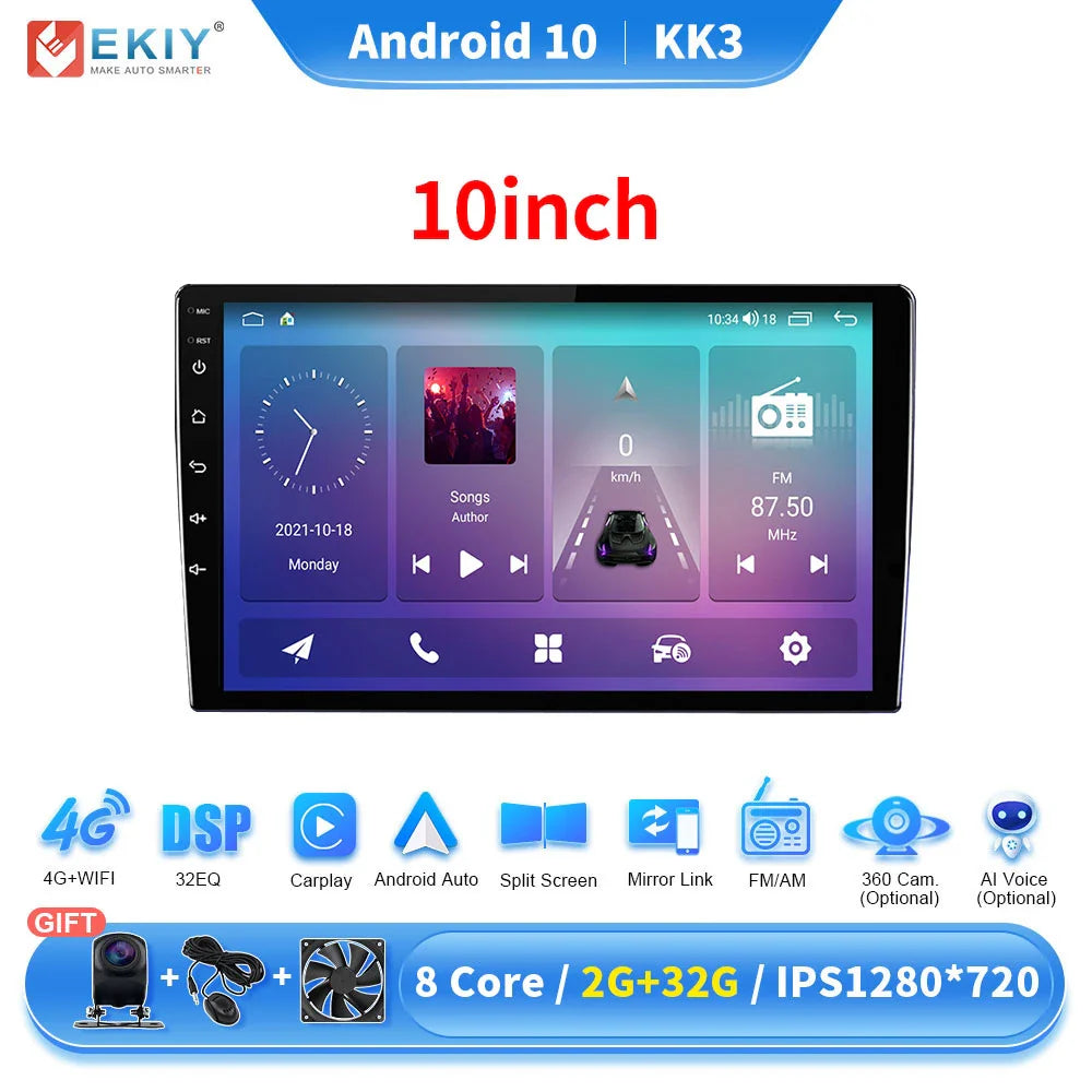 EKIY KK5 2 Din Android 7 9 10 in Car Multimedia Video Player Universal Stereo Radio GPS For Volkswagen Nissan Hyundai Kia Toyota