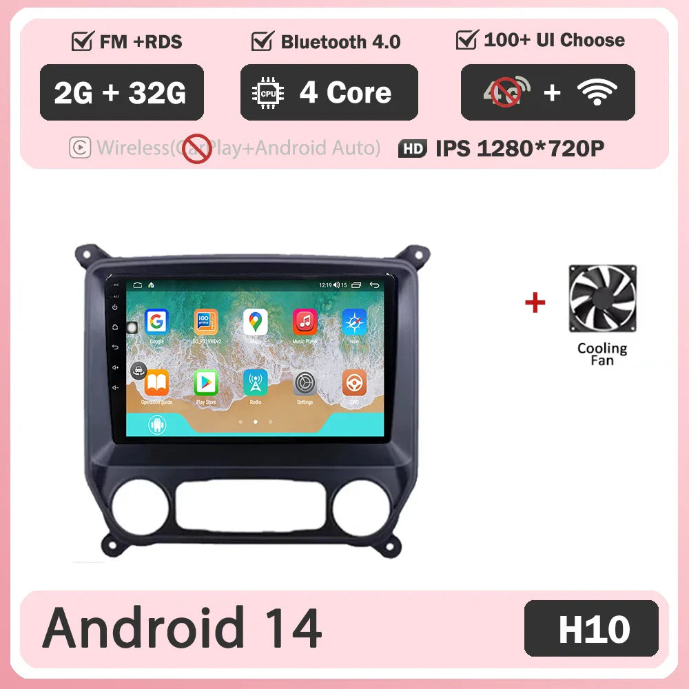 Android 14 Carplay Auto For Chevrolet Silverado 3 GMTK2 2014 2015 2016 2017 2018 Car Radio Multimedia Player Head Unit Screen