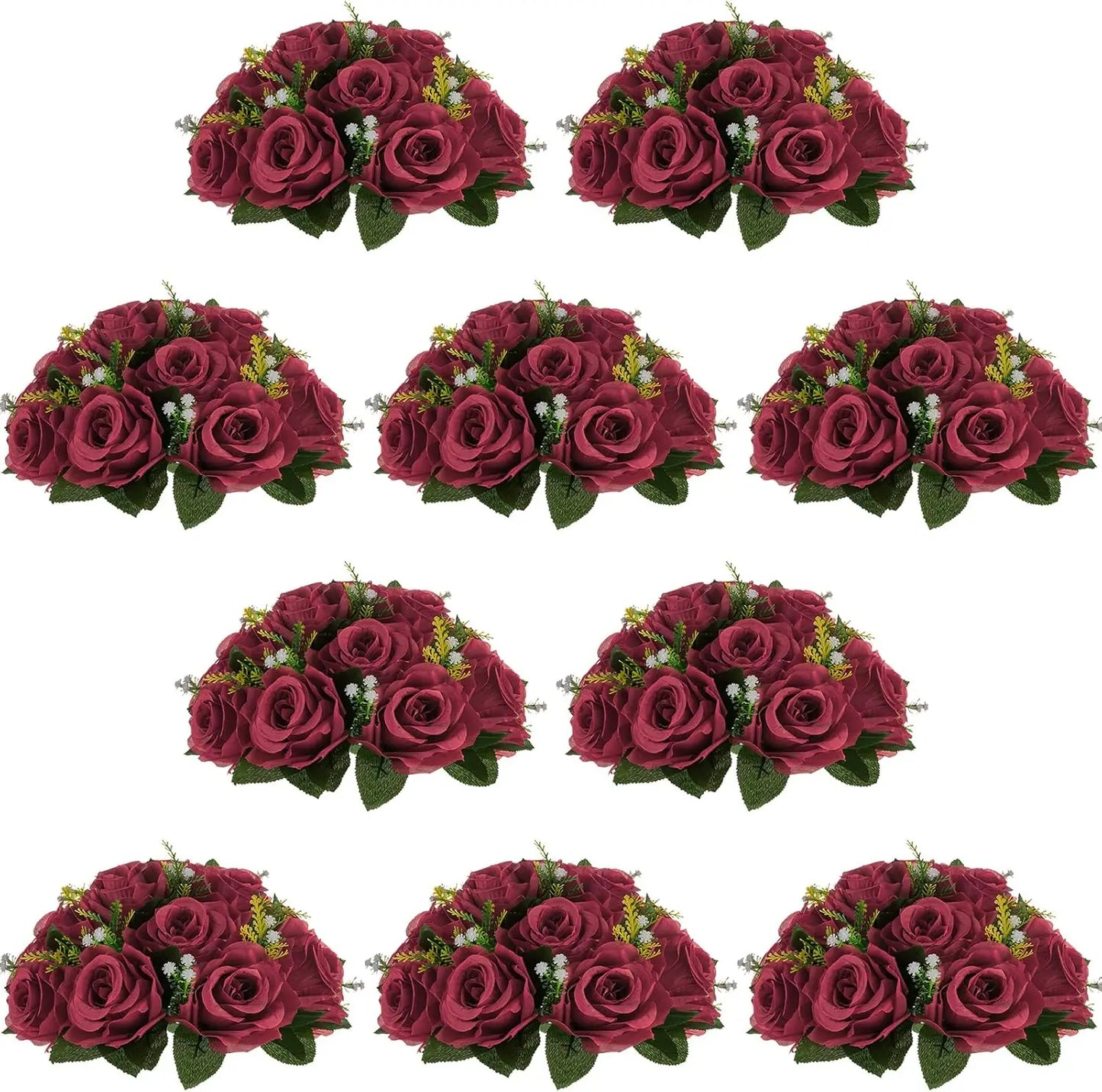 Artificial Flower Centrepieces for Tables - 10 Pcs Dusty Rose Fake Flowers Roses Balls 9.5in Diameter - Silk Faux Rose Arrangeme