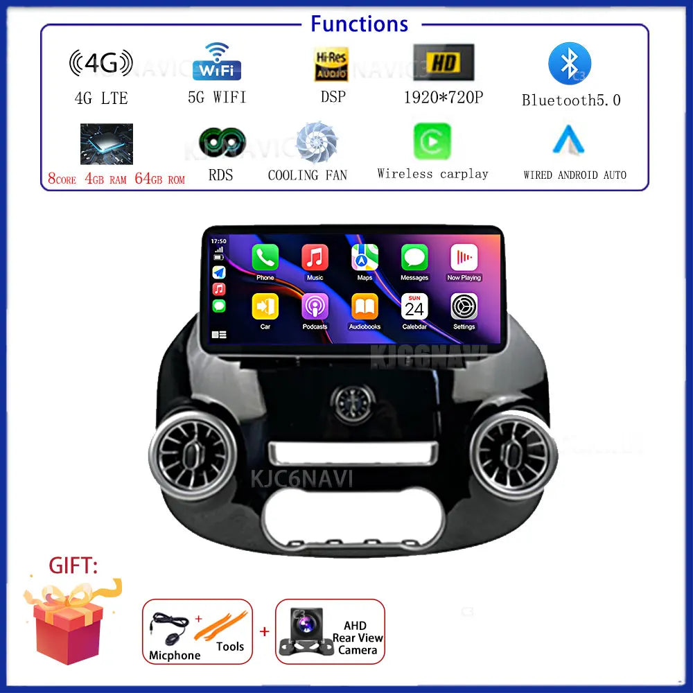 12.3 Inch Android 14 Car Radio For Benz Vito W447 2014-2021 Stereo Receiver GPS Navigation DSP Video Carplay Player NO 2DIN DVD
