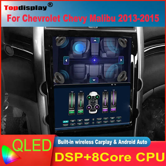Topdisplay 12.1" QLED Touchscreen Car Radio Replacement for Chevy Malibu 2013-2015 8-Core CPU CarPlay Android Auto Screen