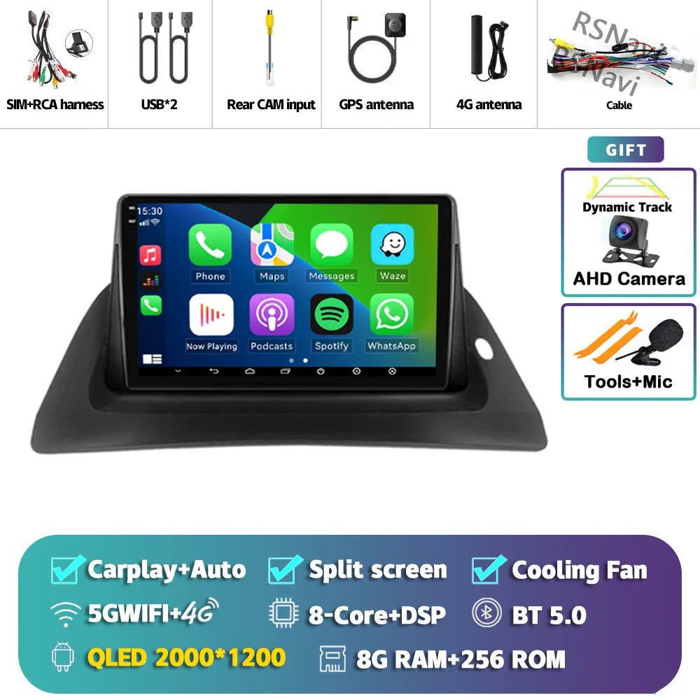 Android 14 Carplay Car Radio For Renault Kangoo 2009 2012 2015 2016 2017 2018 Multimedia Video Player Navigation Stereo 2din DSP