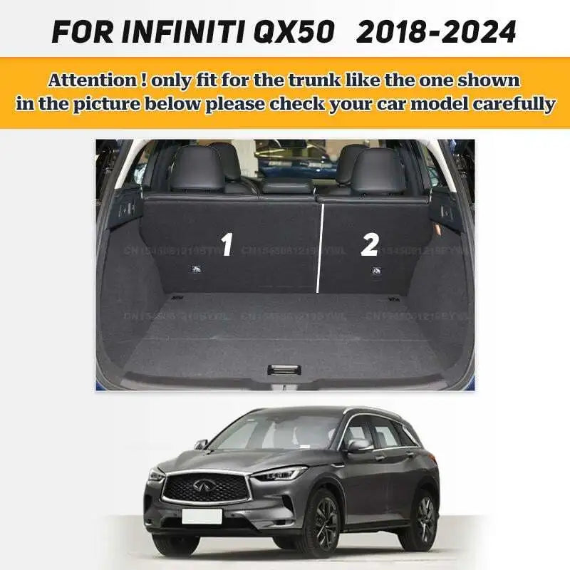 For Infiniti QX50 2018-2024 23 22 21 20 19 Auto Full Coverage Trunk Mat Car Protective Pad Cargo Liner Interior Accessories