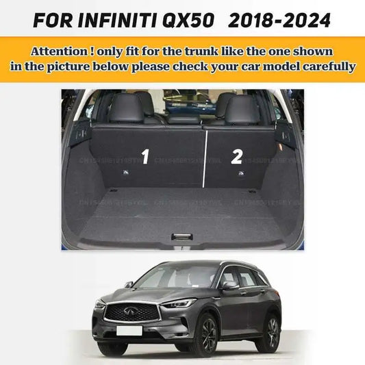 For Infiniti QX50 2018-2024 23 22 21 20 19 Auto Full Coverage Trunk Mat Car Protective Pad Cargo Liner Interior Accessories