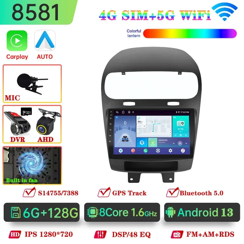 Android 14 Car Radio For Dodge Journey For Fiat Freemont 2012-2020 CarPlay Auto WiFi 5 4G Car Multimedia GPS DVR autorad
