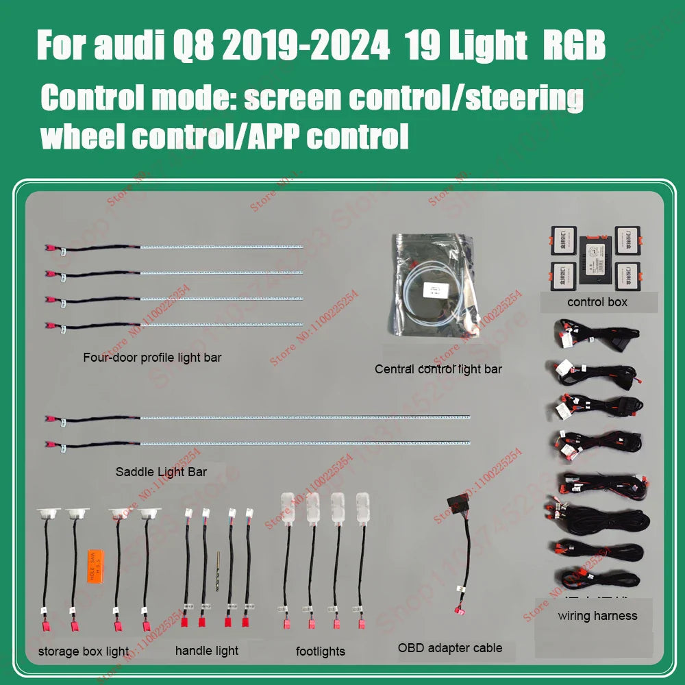 30 Colors Ambient light for audi Q6 2023-2024 Q7 2006-2019 Q8 2019-2024 Interior Atmosphere Light Original car MMI knob control