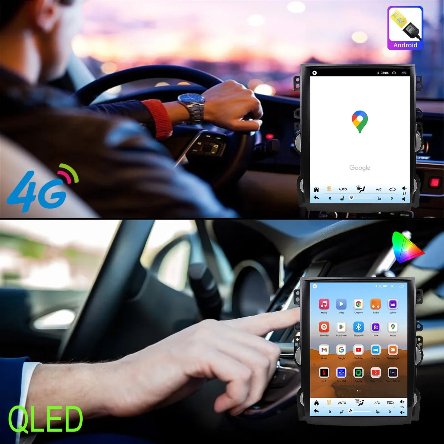 Topdisplay 12.1" QLED Touchscreen Car Radio Replacement for Chevy Malibu 2013-2015 8-Core CPU CarPlay Android Auto Screen
