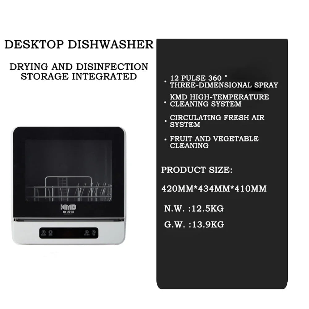 Kitchen Intelligent Lavavajillas Dishwasher Automatic Portable Disinfection Dishwasher Countertop