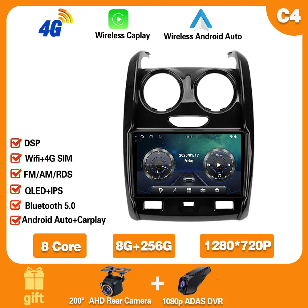 Car Radio For Renault Duster 2015 - 2021 For LADA Largus 2021 Android 14  Carplay  Multimedia Video Player Auto stereo
