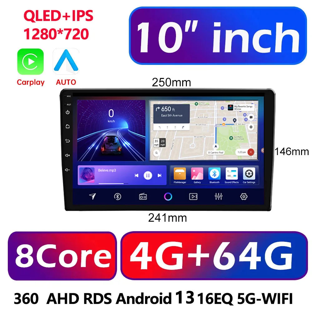 2 din Car play Android Radio Multimedia 7 9 10 inch CarPlay Android 13 Auto  stereo receiver Player 2DIN GPS 4G 64G