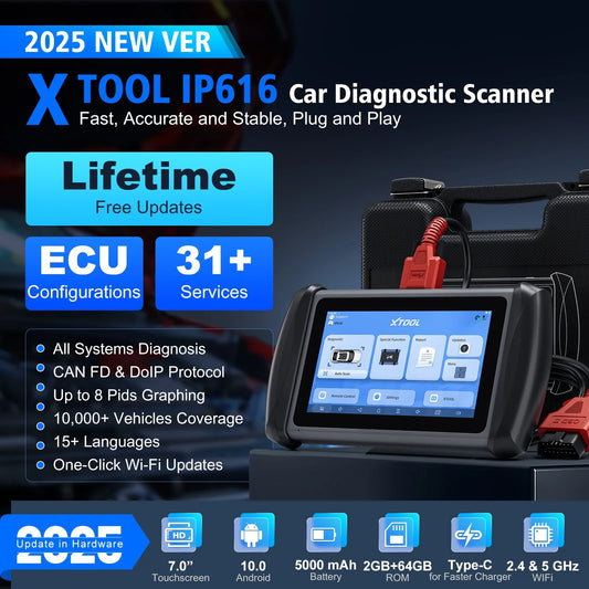 XTOOL InPlus IP616 Car Diagnostic Tools All System Automotive Scanner 31+ Reset Build-in CANFD All Function Lifetime Free Update