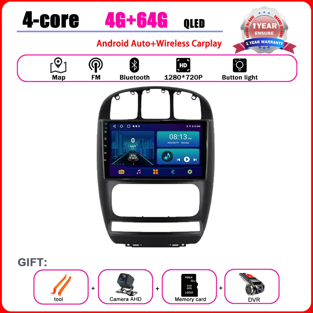 Car Radio Multimedia Player Android 14 System for Dodge Caravan 4 For Chrysler Grand Voyager RS 2000 - 2012 GPS Navi WiFi BT