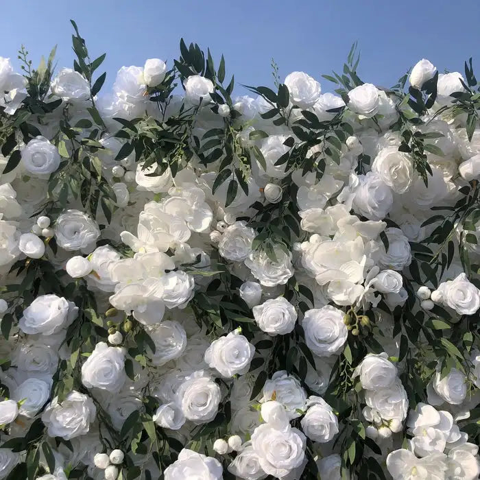 Uflower Mixed Flower White Rose Green Willow Leaf 5D Floral Wall Wedding Backdrop Event Party Decoration Props Wedding Decor