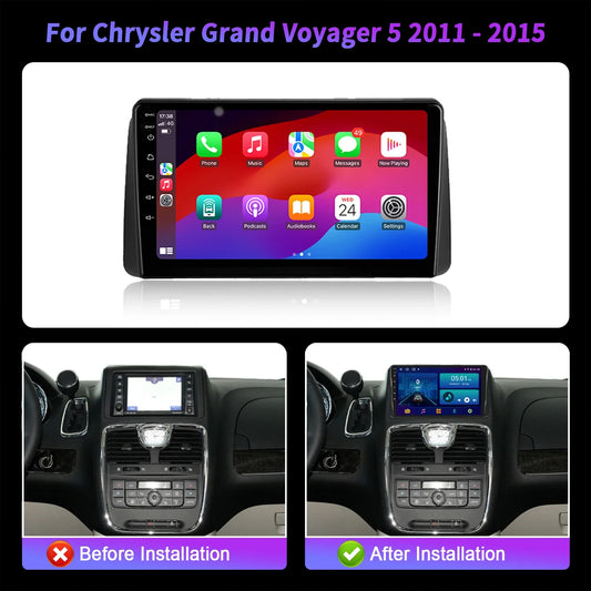 For Chrysler Grand Voyager 5 2011-2015 Android 14 Car Radio Stereo Multimedia Video Player Navigation Carplay BT 2K QLED Screen