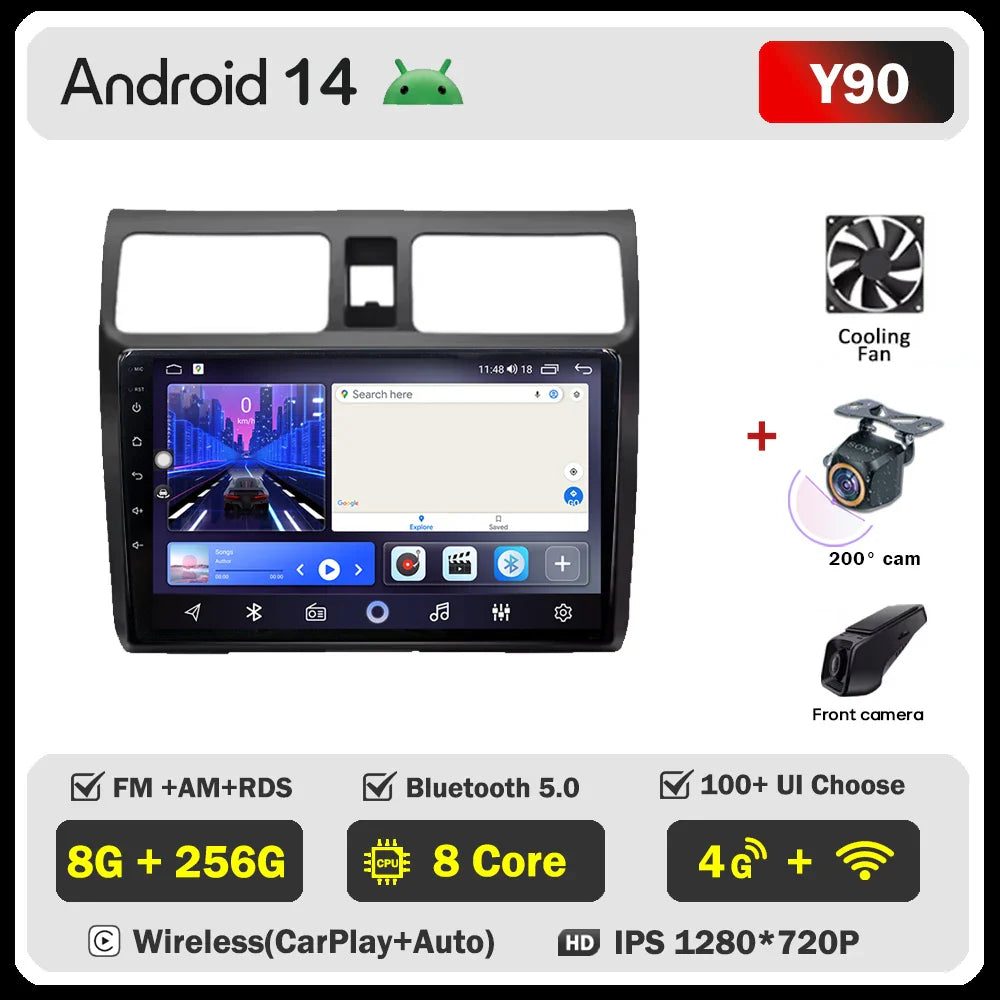 Android 14 Car player Auto Car 9 inch Radio For Suzuki Swift 2003 - 2010 GPS Navigation Auto Radio Dash Cam 5G wifi QLED Screen