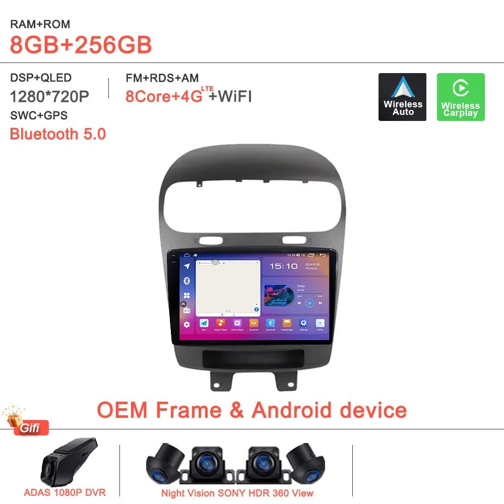 Android14 2K Incell Screen For Dodge Journey Fiat Leap 2012 - 2020 Car Dvd Auto Radio Stereo Multimedia Player GPS Navigation 5G